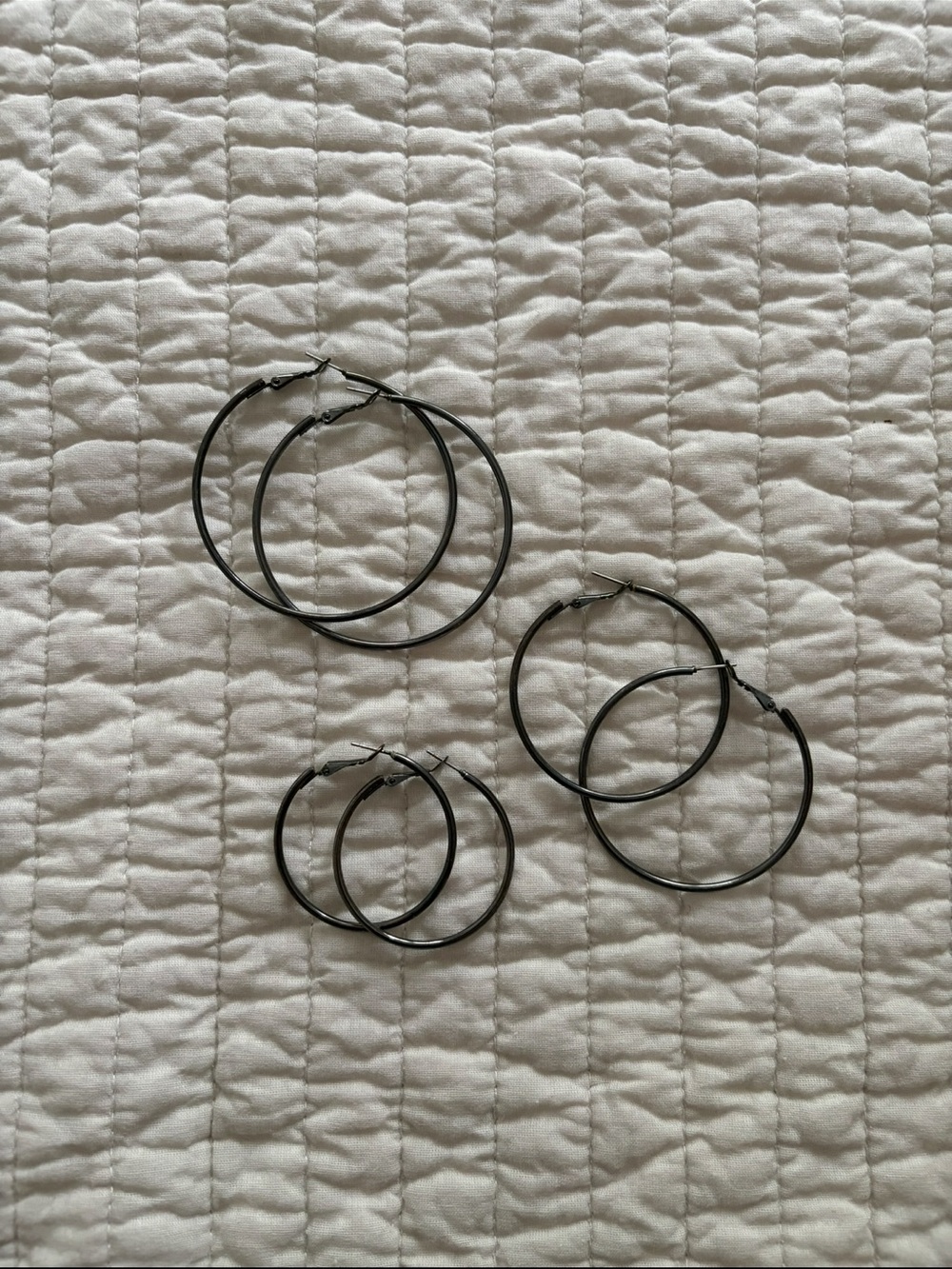 Black Hoop Earring Set - Classic Women's Jewelry, Small & Large